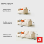 Bright minimalist modern living room interior view of a luxury contemporary modular sofa upholstered in textured off white bouclé fabric featuring clean streamlined armrests and low-profile cushions by Bahoo Furniture UAE