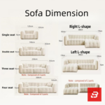 Bright modern cozy living room interior view of a luxury modular armchair upholstered in textured off white bouclé fabric featuring plush channel-tufted square cushioning and low-profile block feet by Bahoo Furniture UAE
