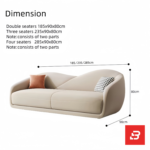 Bright modern sunlit living room interior showcasing a luxury curved sofa upholstered in smooth beige velvet fabric featuring a sweeping architectural backrest and stylish scatter cushions by Bahoo Furniture UAE