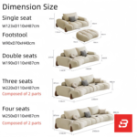 Bright warm modern living room interior showcasing a luxury plissé sectional sofa set upholstered in textured beige bouclé fabric featuring horizontal channel tufting and wooden feet accents by Bahoo Furniture UAE