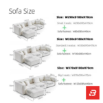 Bright modern living room interior showcasing a luxury modular sectional sofa upholstered in textured off white bouclé fabric featuring a comfortable chaise lounge and neutral decorative pillows by Bahoo Furniture UAE