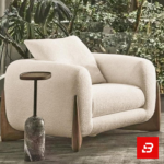Sophisticated modern living room interior showcasing a luxury cloud sofa upholstered in textured beige bouclé fabric featuring plush modular cushioning and stylish accent pillows by Bahoo Furniture UAE