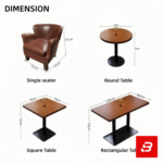 Sophisticated lounge interior showcasing luxury accent armchairs upholstered in rich leather surrounding a central wooden table by Bahoo Furniture UAE
