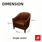 Upscale ambient lounge interior showcasing luxury round club armchairs upholstered in rich beige leather surrounding small round tables by Bahoo Furniture UAE