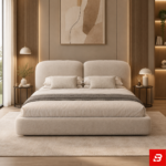 Sereno Dual-Cushion Curved Bouclé Platform Bed