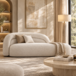 Miro Sculptural Curved Bouclé Chaise Lounge