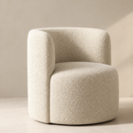 Sora Curved Bouclé Barrel Lounge Chair