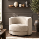 Miro Architectural Bouclé Swivel Barrel Chair