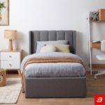 Wren Channel-Tufted Upholstered Platform Bed – Storage Base, Fabric Headboard