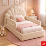 Aurelia Upholstered Shell-Back Toddler Bed with Safety Rails