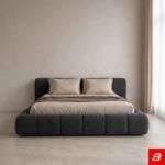 Kumo Charcoal Segmented Tufted Platform Bed