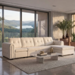 Aura Button-Tufted Extended 4-Seater Storage Sleeper Sectional