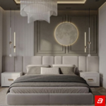 Selene Lunar Extended Wall-Panel Upholstered Luxury Bed