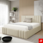 Paloma Off-White Vertical Channel Panel Bouclé Platform Bed