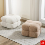 Cube Bubble Tufted Bouclé Ottoman Pouf