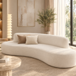 Orion Kidney-Bean Curved Bouclé Open-End Sofa