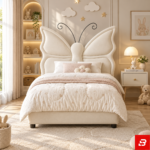 Monarch Butterfly Upholstered Kids Bed – Sculpted Wing Headboard - Image 2