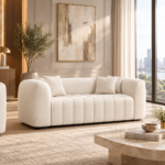 Valen Vertical-Channel Bouclé Shelter Sofa