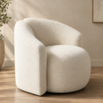 Kira Sculptural Curved Bouclé Tub Accent Chair