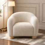 Koa Curved Bouclé Armchair