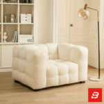 Bahoo Luxury Modular Armchair Upholstered | Off White Bouclé Accent Lounge Chair | 1-4 Seater Sofas - Image 5