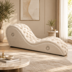 Valerie Contour Tufted Ergonomic Chaise Lounge with Nailhead Trim
