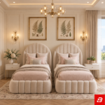 Arched Fluted Channel-Tufted Kids Bed – Cushioned Footboard Bench