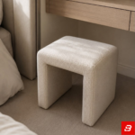 Minimalist Waterfall Off-White Bouclé Vanity Stool