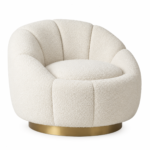 Luna Channel-Tufted Bouclé Swivel Armchair - Image 2