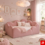 Floating Cloud Scalloped Daybed – Upholstered Safety Guardrails