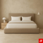 Sora Sand Beige Bouclé Low-Profile Platform Bed