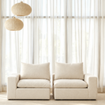Koa Modular Dual-Block Lounge Sofa in Warm Sand Textured Fabric