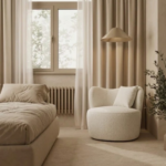 Milo Curved Bouclé Swivel Armchair with Accent Pillow