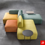 Multi-Color Low-Profile Island Modular Sectional Sofa with Integrated Side Tables