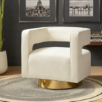 Vesper Modern Cutout Velvet Swivel Armchair