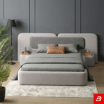 Apex Extended Dual-Tone Grey Floating-Look Upholstered Platform Bed