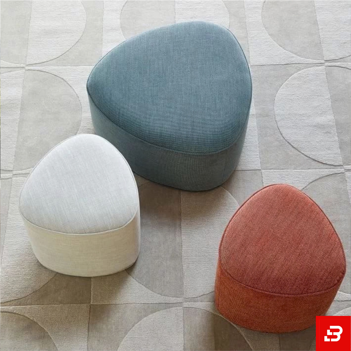 Untitled design (28) Pebble Soft-Triangular Nesting Ottoman Stools - Image 1