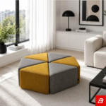 Hexagonal Modular Wedge Ottoman Coffee Table Set