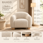 Koa Curved Bouclé Armchair - Image 2