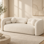 Orion Asymmetrical Sculptural Bouclé Sofa