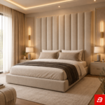 Grand Vertical Channel Wall-Panel Upholstered Luxury Bed