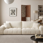 Orion Channel-Tufted Bouclé Modular Sofa with Pillow Arms