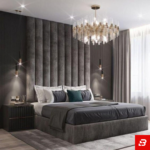 Obsidian Vertical Channel Wall-Panel Upholstered Luxury Bed