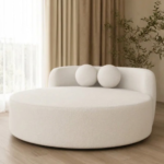 Aura Round Curved Bouclé Chaise Lounge Daybed