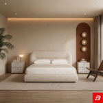 Mira Tufted Rounded Cream Bouclé Platform Bed