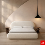 Cloud Rounded Pill Off-White Bouclé Platform Bed