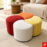 Modular Flower Petal 4-Piece Upholstered Ottoman Set