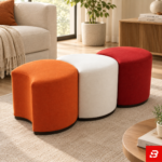 Modular Interlocking Curved 3-Piece Upholstered Ottoman Bench