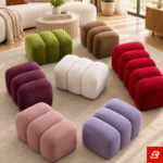 Multi-Segmented Channel-Tufted Upholstered Ottoman Stool Bench