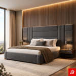 Vane Horizontally Segmented Wall-Panel Upholstered Bed
